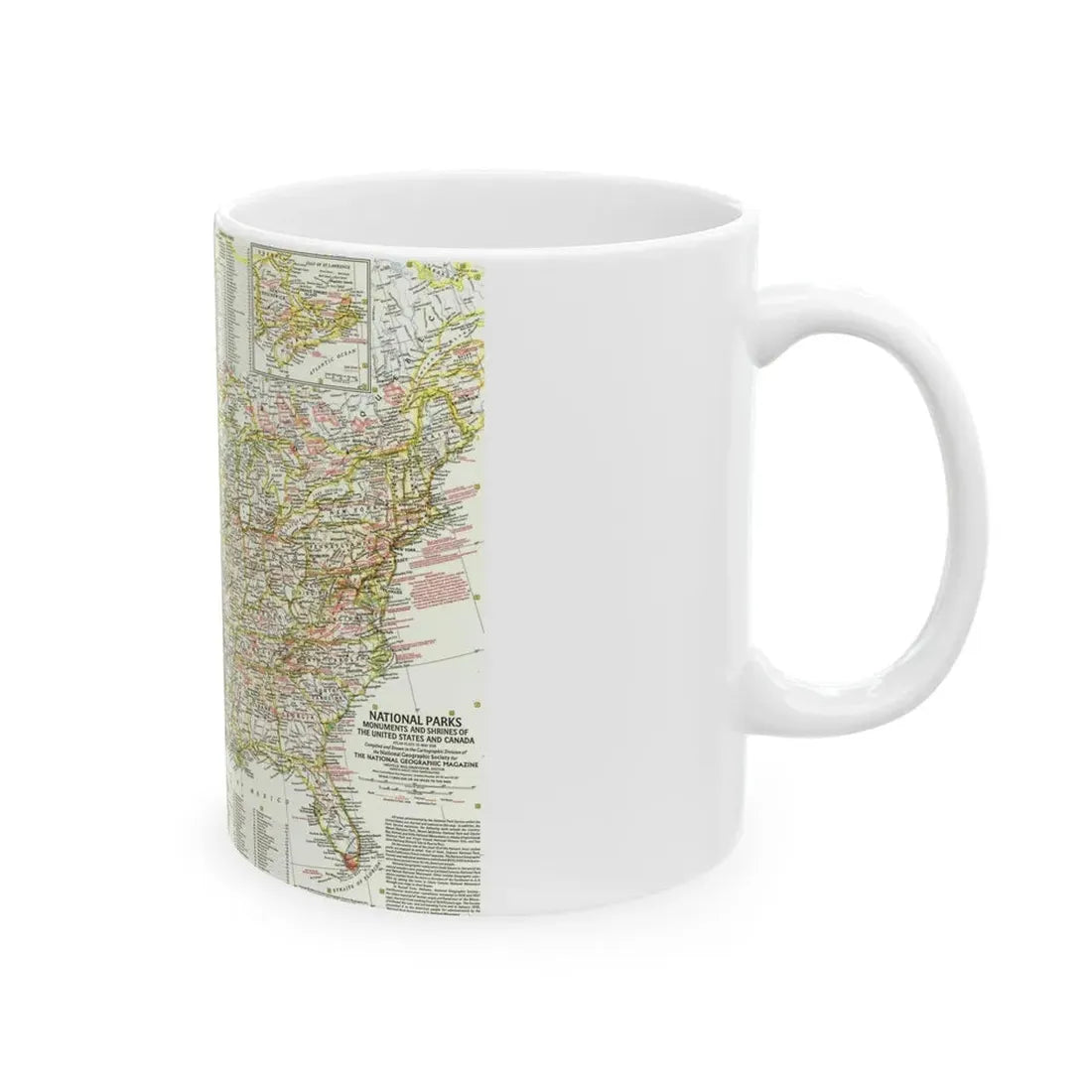 USA - National Parks and Historic Sites 1 (1958) (Map) White Coffee Mug - Go Mug Yourself