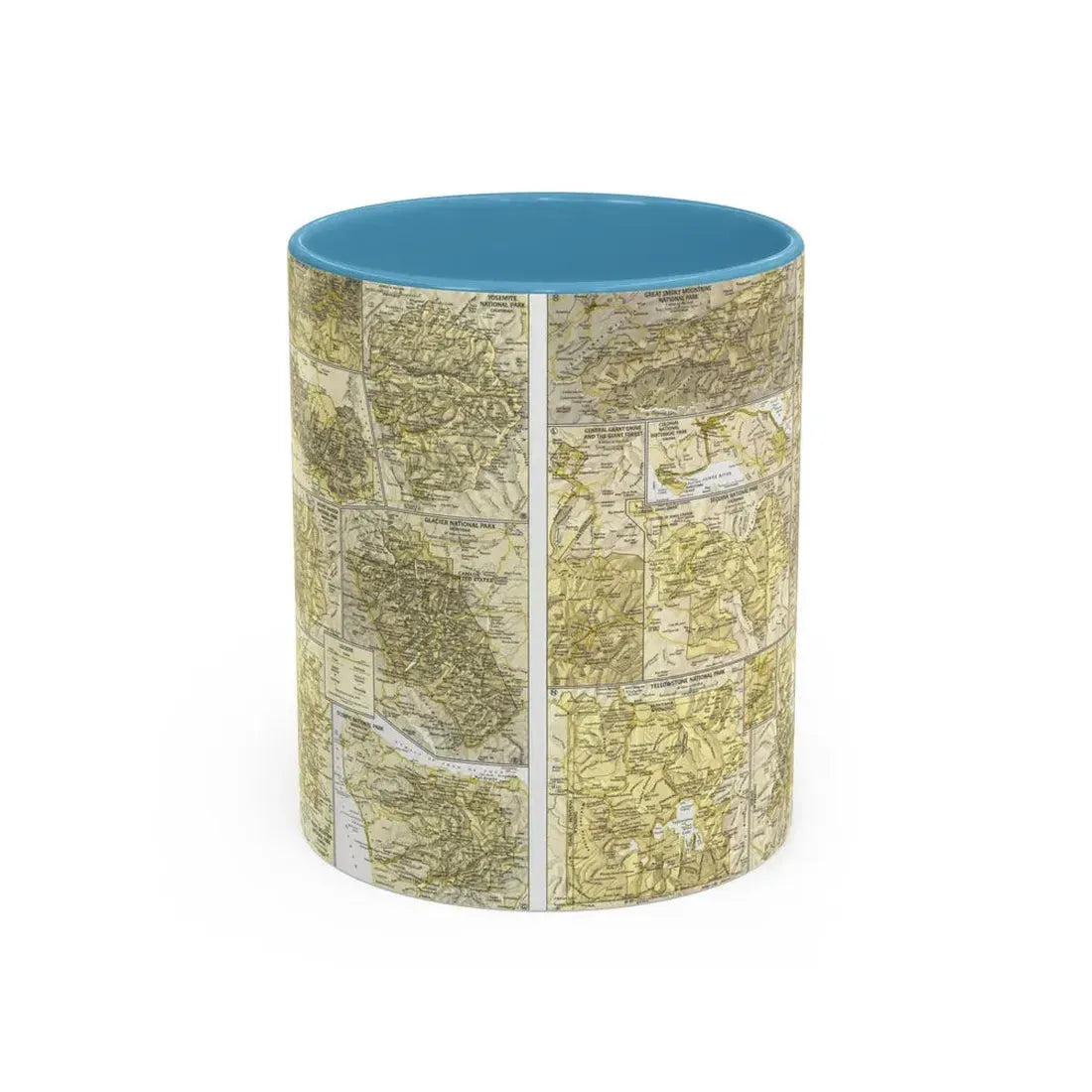 USA - National Parks and Historic Sites 2 (1958) (Map) Accent Coffee Mug 11oz Light Blue - Go Mug Yourself