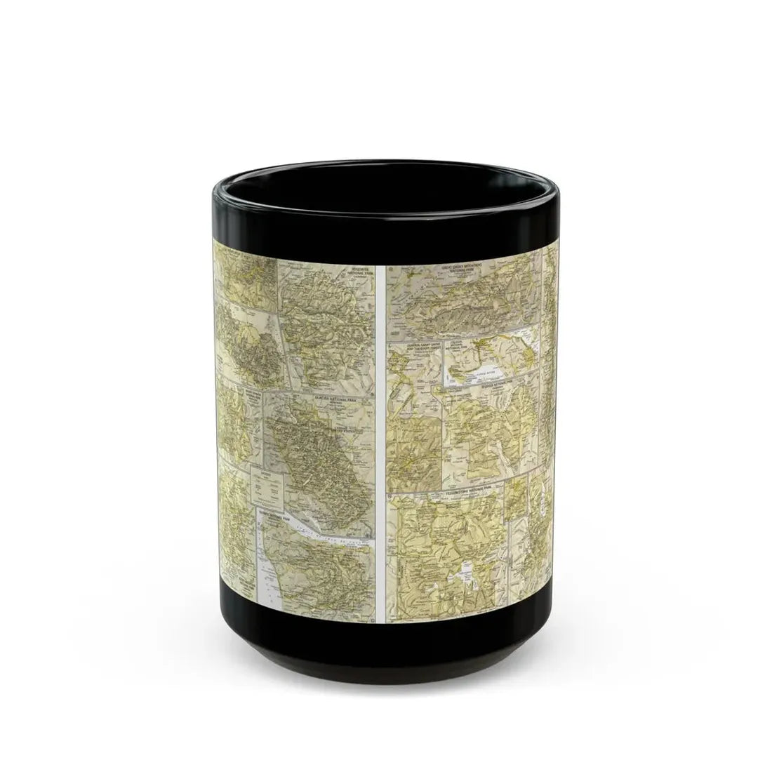USA - National Parks and Historic Sites 2 (1958) (Map) Black Coffee Mug 15oz - Go Mug Yourself