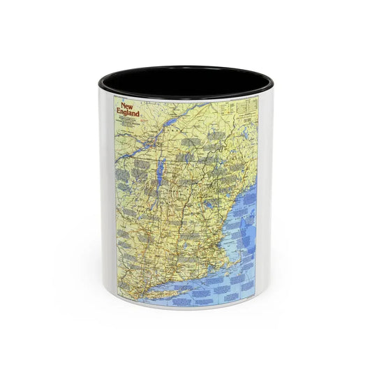 USA - New England 1 (1987) (Map) Accent Coffee Mug 11oz Black - Go Mug Yourself