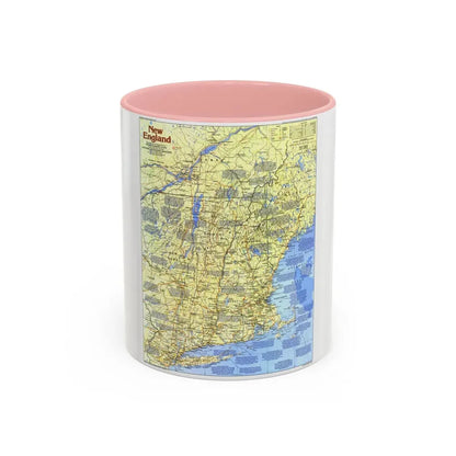 USA - New England 1 (1987) (Map) Accent Coffee Mug 11oz Pink - Go Mug Yourself