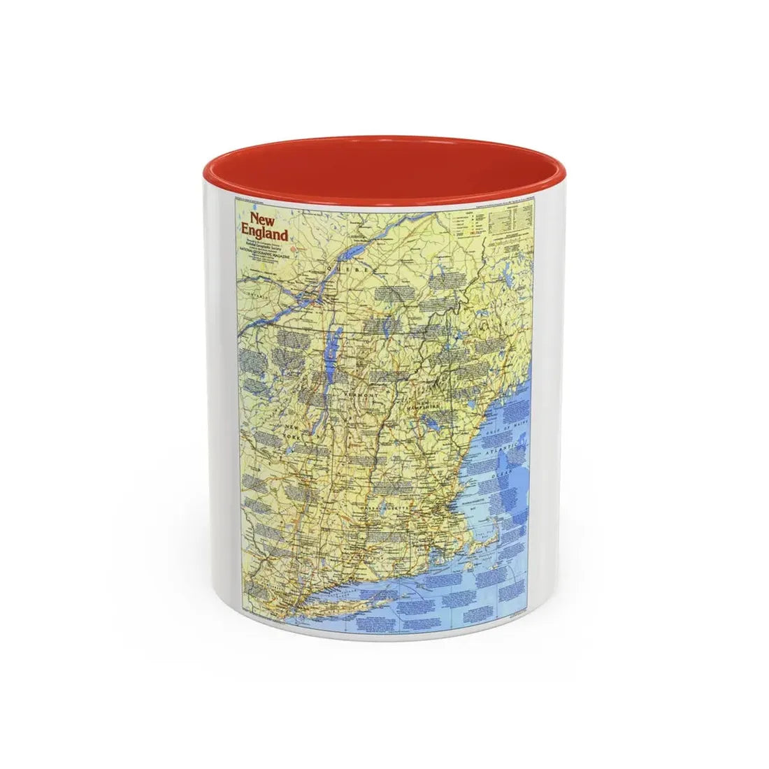 USA - New England 1 (1987) (Map) Accent Coffee Mug 11oz Red - Go Mug Yourself