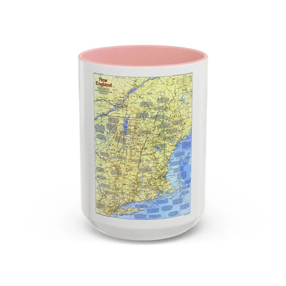 USA - New England 1 (1987) (Map) Accent Coffee Mug 15oz Pink - Go Mug Yourself