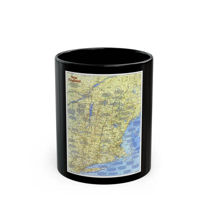 USA - New England 1 (1987) (Map) Black Coffee Mug-11oz-Go Mug Yourself