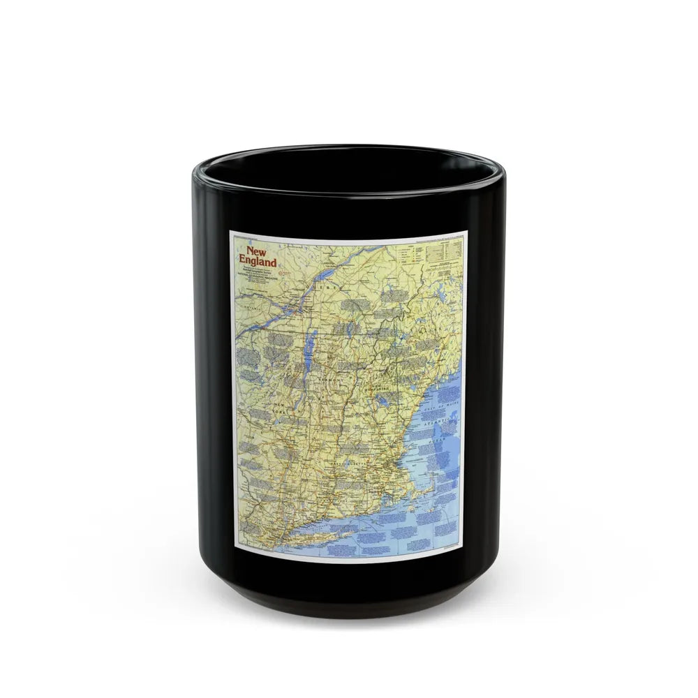 USA - New England 1 (1987) (Map) Black Coffee Mug-15oz-Go Mug Yourself