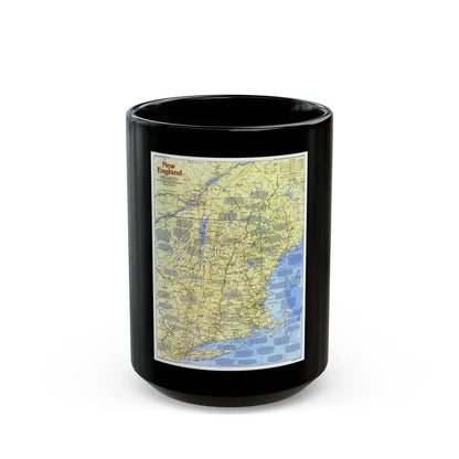 USA - New England 1 (1987) (Map) Black Coffee Mug 15oz - Go Mug Yourself