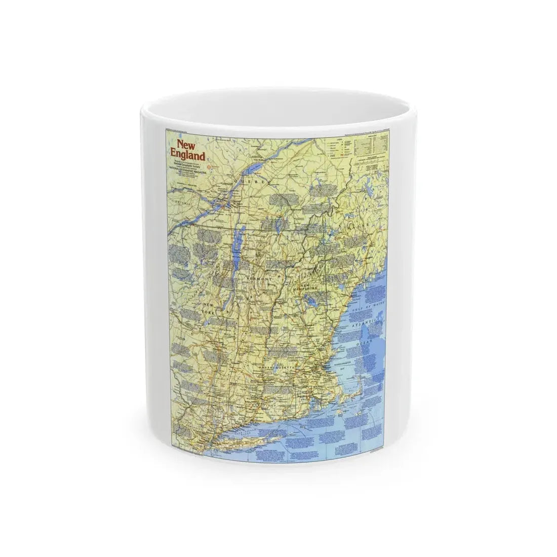 USA - New England 1 (1987) (Map) White Coffee Mug 11oz - Go Mug Yourself