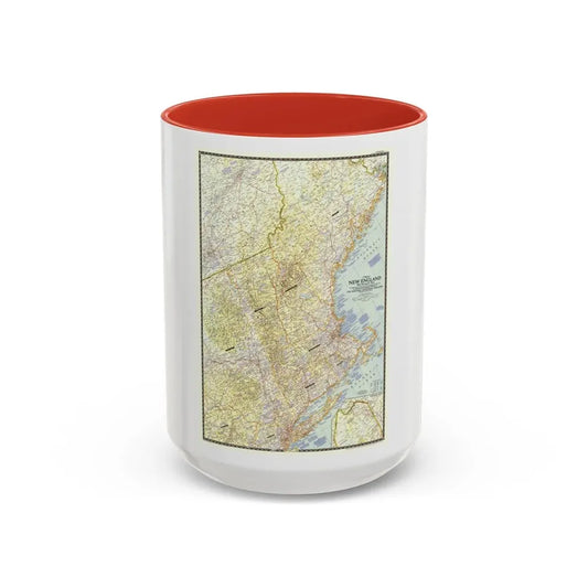 USA - New England (1955) (Map) Accent Coffee Mug 15oz Red - Go Mug Yourself