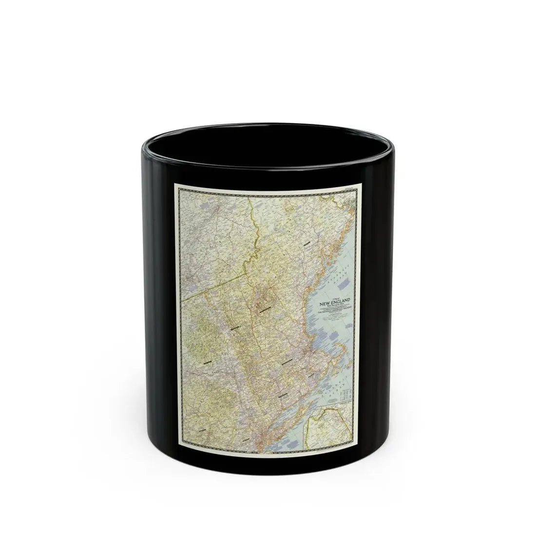 USA - New England (1955) (Map) Black Coffee Mug 11oz - Go Mug Yourself