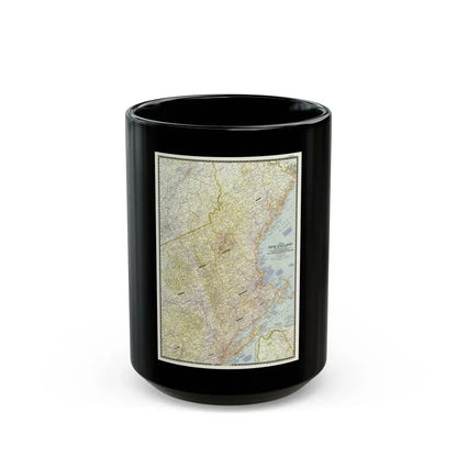 USA - New England (1955) (Map) Black Coffee Mug 15oz - Go Mug Yourself