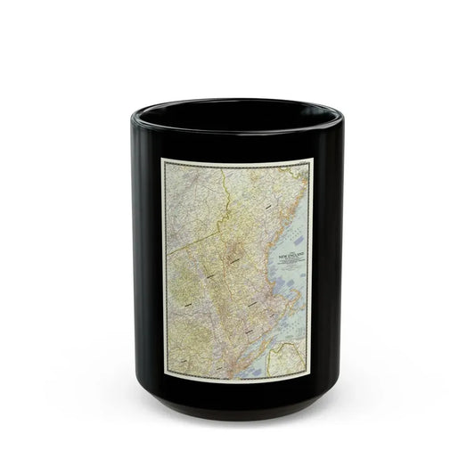 USA - New England (1955) (Map) Black Coffee Mug 15oz - Go Mug Yourself