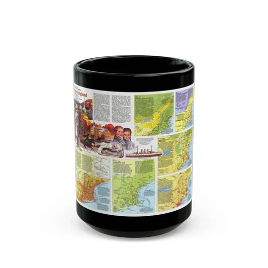USA - New England 2 (1987) (Map) Black Coffee Mug 15oz - Go Mug Yourself