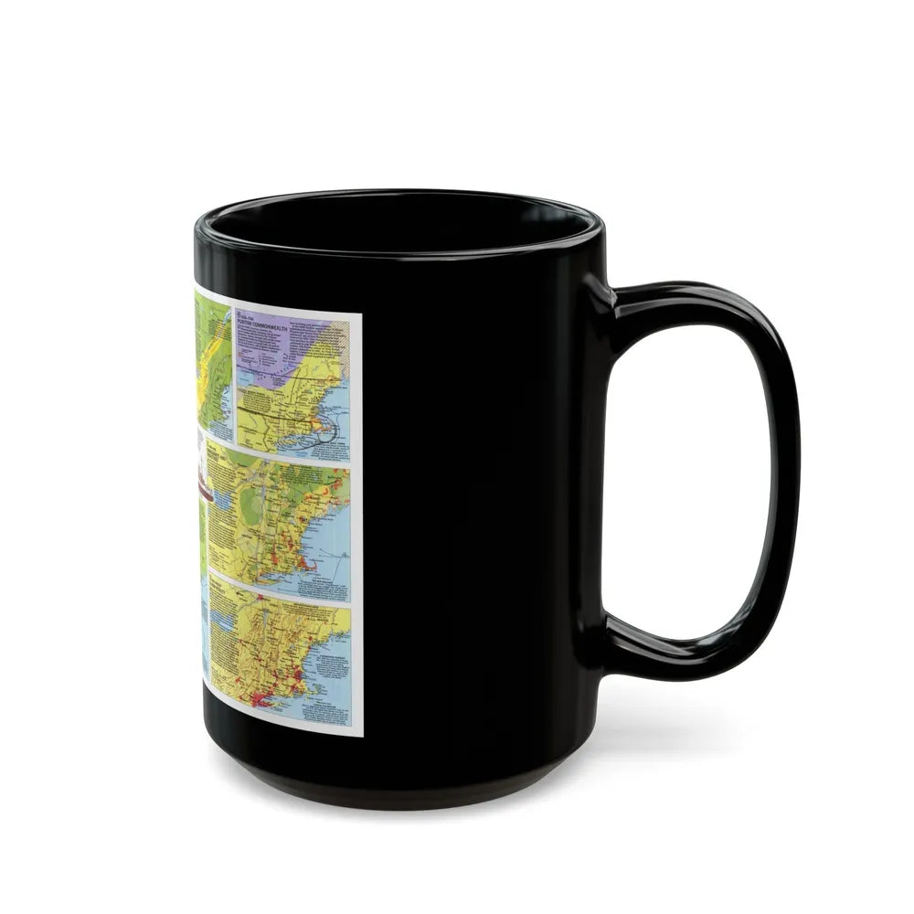 USA - New England 2 (1987) (Map) Black Coffee Mug-Go Mug Yourself