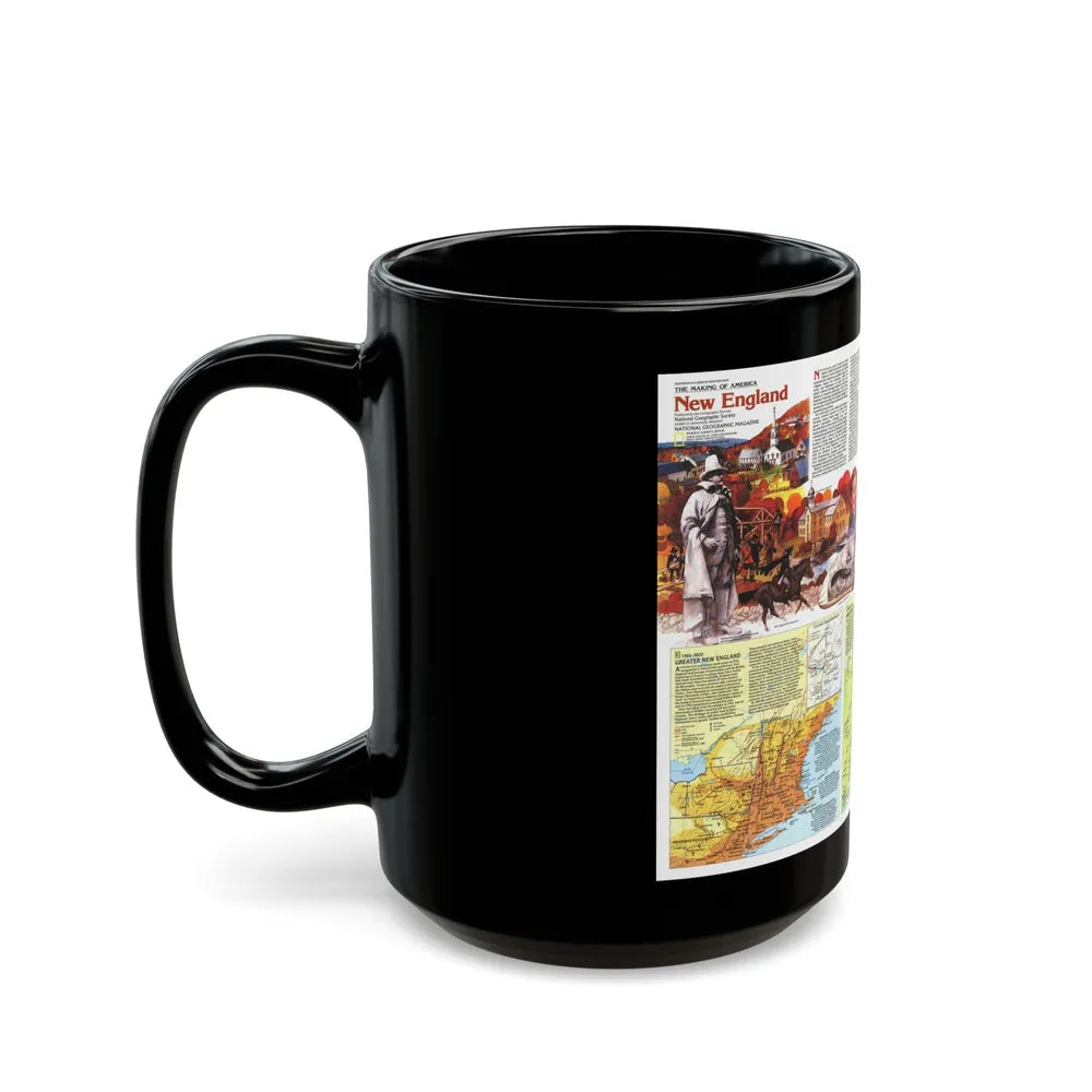 USA - New England 2 (1987) (Map) Black Coffee Mug-Go Mug Yourself