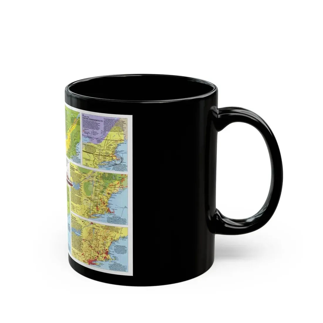 USA - New England 2 (1987) (Map) Black Coffee Mug - Go Mug Yourself