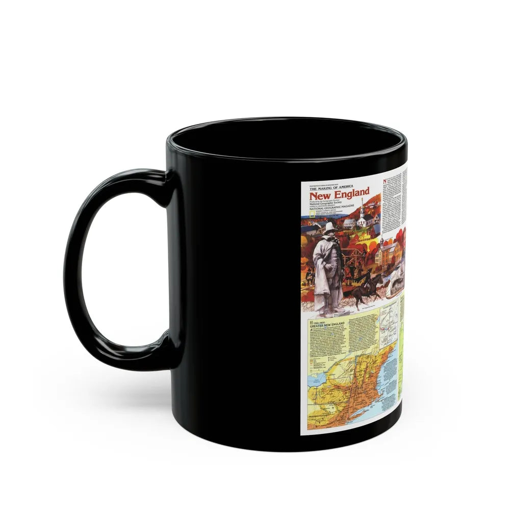 USA - New England 2 (1987) (Map) Black Coffee Mug-Go Mug Yourself