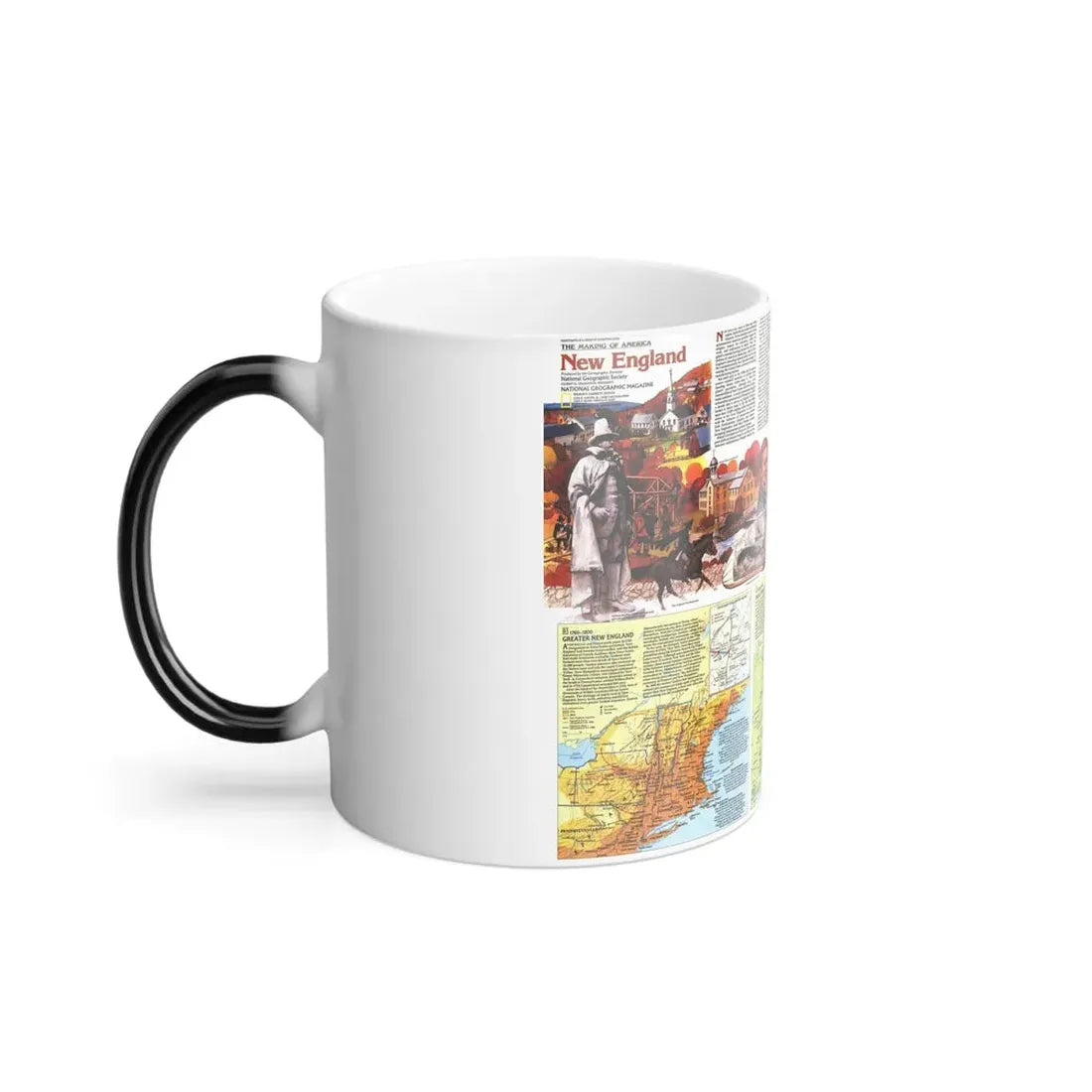 USA - New England 2 (1987) (Map) Color Changing Mug 11oz - Go Mug Yourself