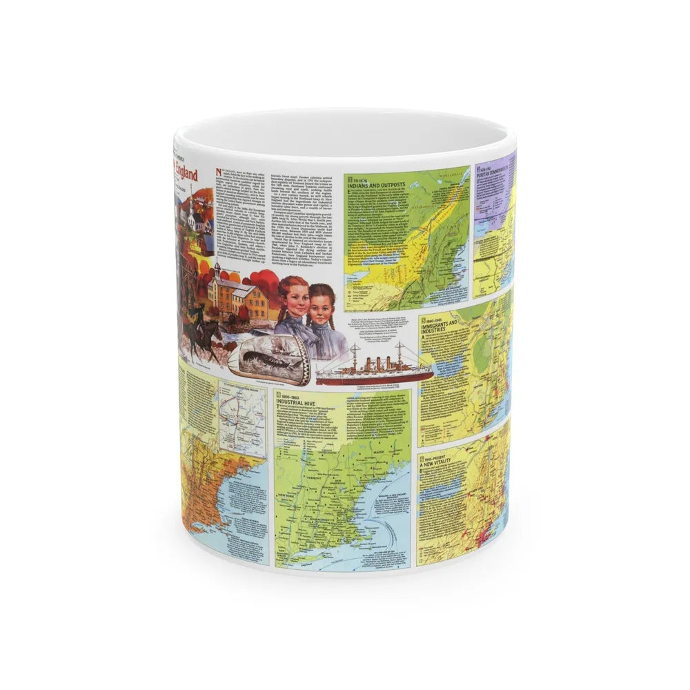 USA - New England 2 (1987) (Map) White Coffee Mug-11oz-Go Mug Yourself