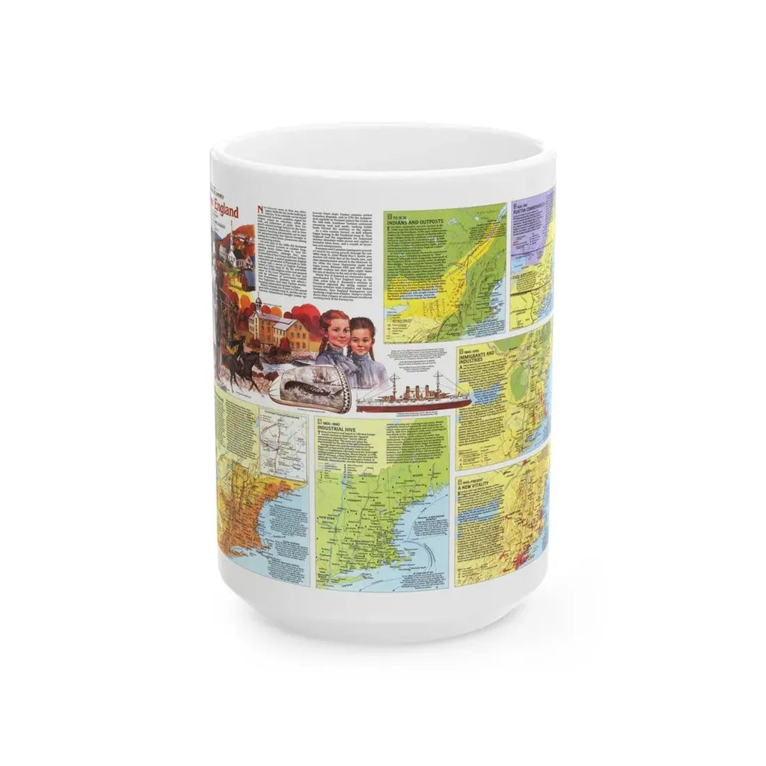 USA - New England 2 (1987) (Map) White Coffee Mug 15oz - Go Mug Yourself