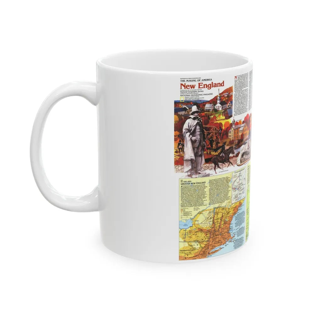 USA - New England 2 (1987) (Map) White Coffee Mug-Go Mug Yourself