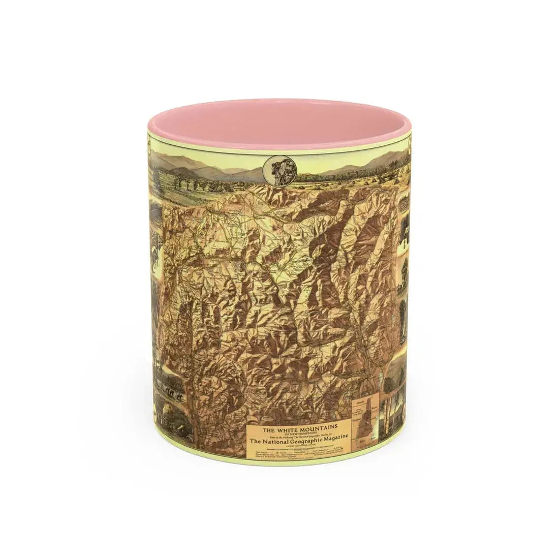 USA - New Hampshire's White Mountains (1937) (Map) Accent Coffee Mug 11oz Pink - Go Mug Yourself
