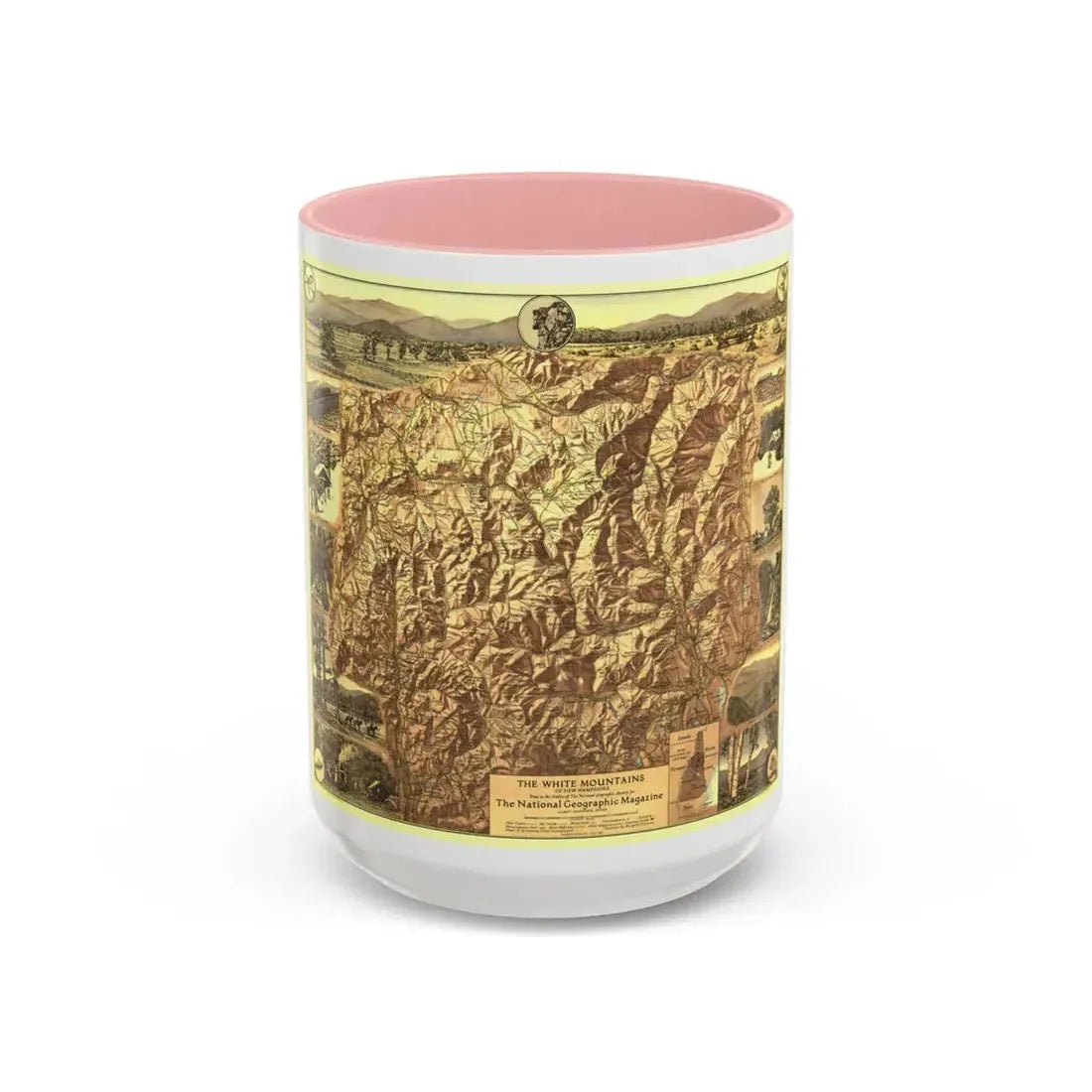 USA - New Hampshire's White Mountains (1937) (Map) Accent Coffee Mug 15oz Pink - Go Mug Yourself