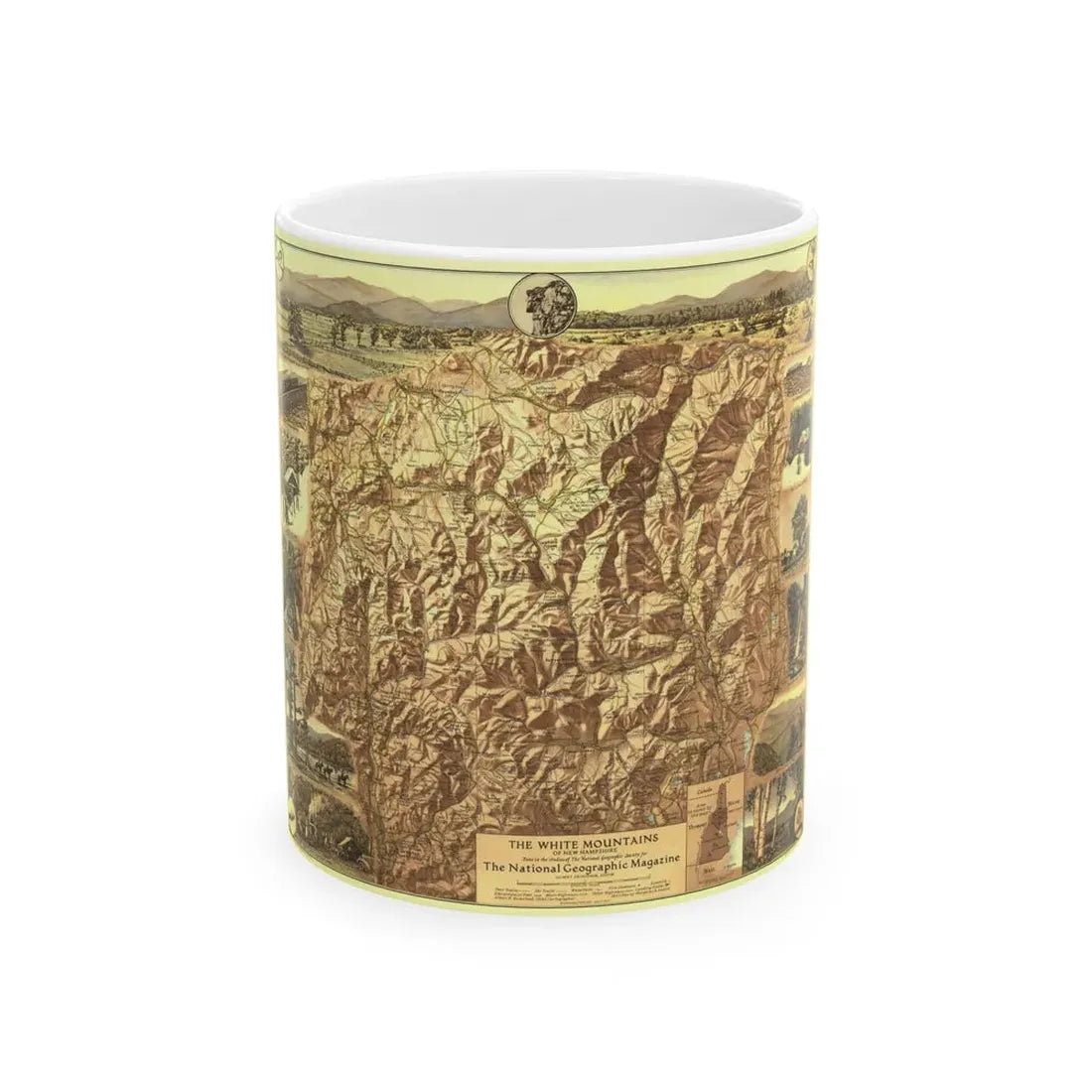 USA - New Hampshire's White Mountains (1937) (Map) White Coffee Mug 11oz - Go Mug Yourself