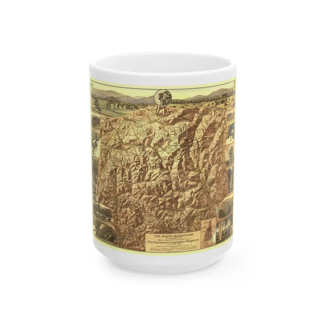 USA - New Hampshire's White Mountains (1937) (Map) White Coffee Mug 15oz - Go Mug Yourself