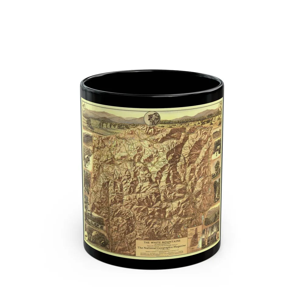 USA - New Hampshire's White Mountains (1937) (Map) Black Coffee Mug-11oz-Go Mug Yourself