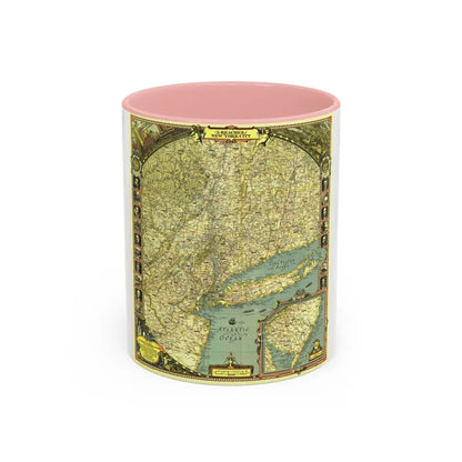 USA - New York City (1939) (Map) Accent Coffee Mug 11oz Pink - Go Mug Yourself