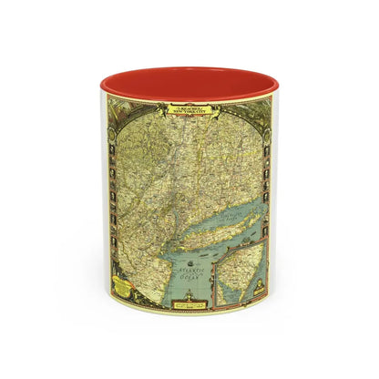 USA - New York City (1939) (Map) Accent Coffee Mug 11oz Red - Go Mug Yourself