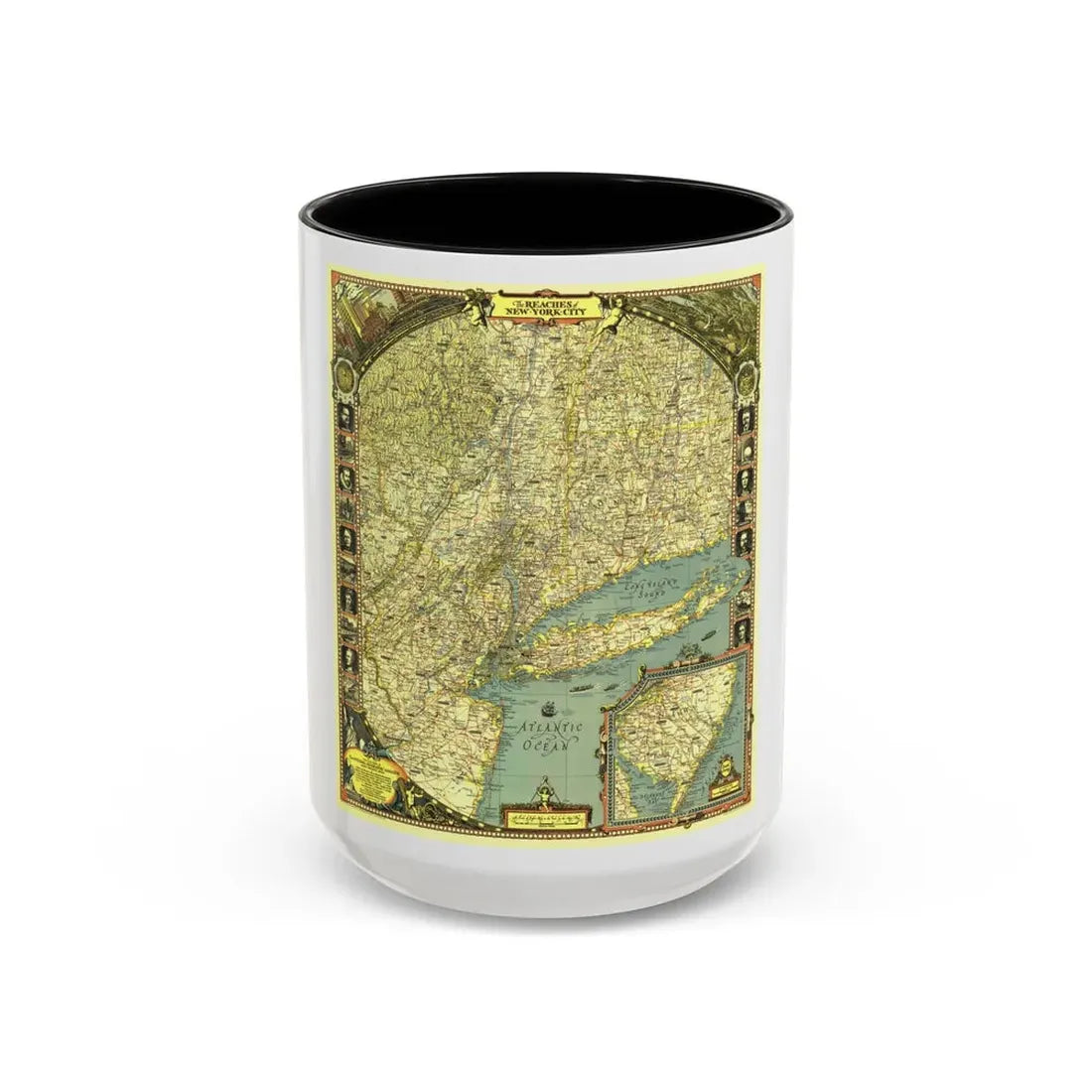 USA - New York City (1939) (Map) Accent Coffee Mug 15oz Black - Go Mug Yourself