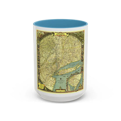 USA - New York City (1939) (Map) Accent Coffee Mug 15oz Light Blue - Go Mug Yourself