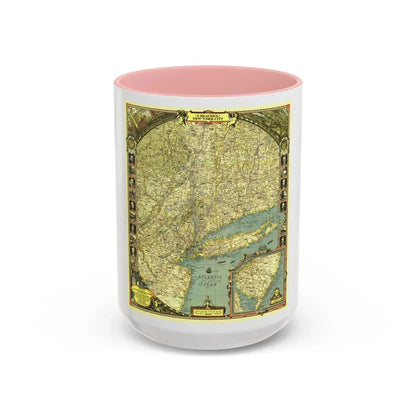 USA - New York City (1939) (Map) Accent Coffee Mug 15oz Pink - Go Mug Yourself