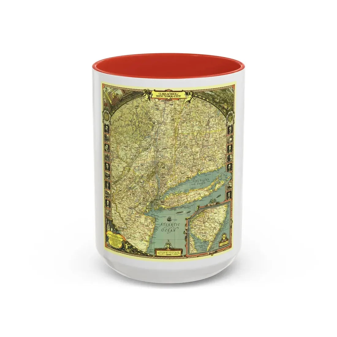 USA - New York City (1939) (Map) Accent Coffee Mug 15oz Red - Go Mug Yourself