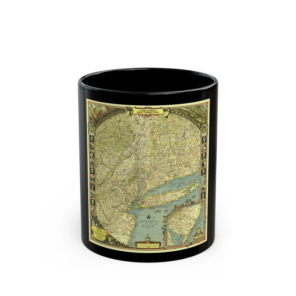 USA - New York City (1939) (Map) Black Coffee Mug-11oz-Go Mug Yourself