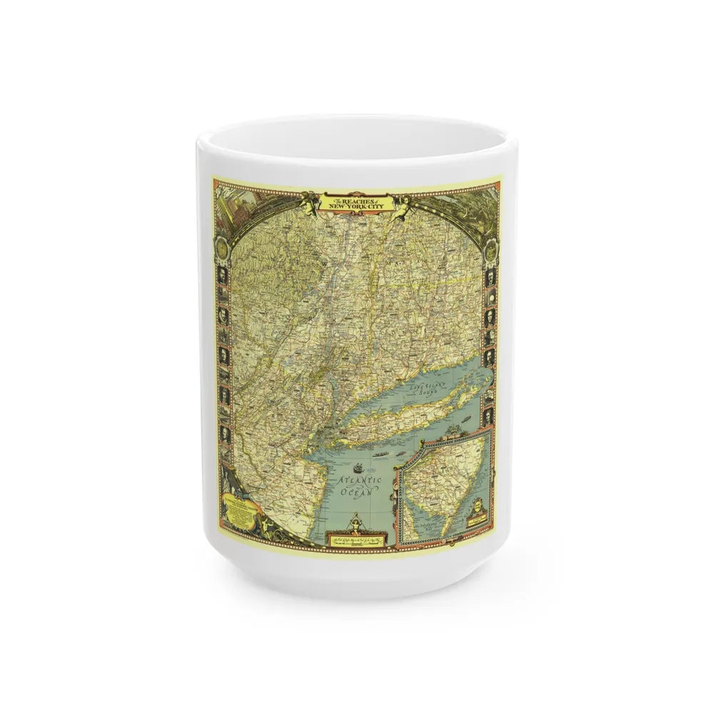 USA - New York City (1939) (Map) White Coffee Mug-15oz-Go Mug Yourself