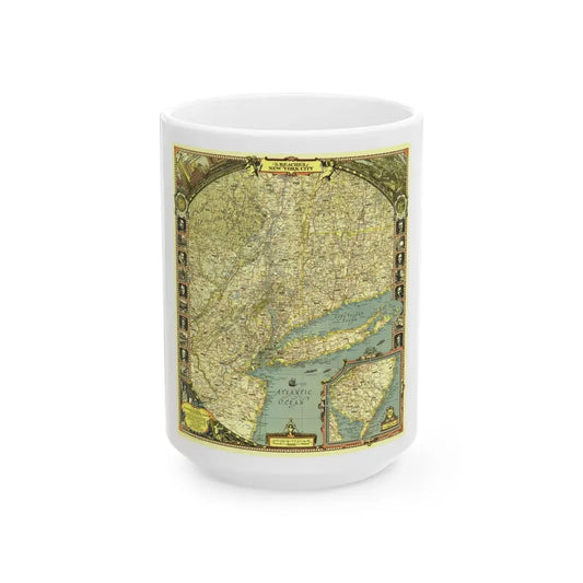 USA - New York City (1939) (Map) White Coffee Mug 15oz - Go Mug Yourself
