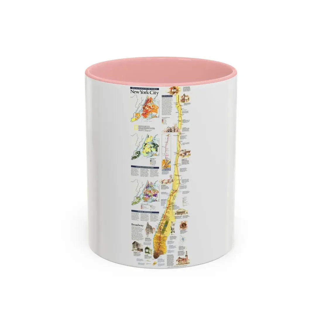 USA - New York City (1999) (Map) Accent Coffee Mug 11oz Pink - Go Mug Yourself