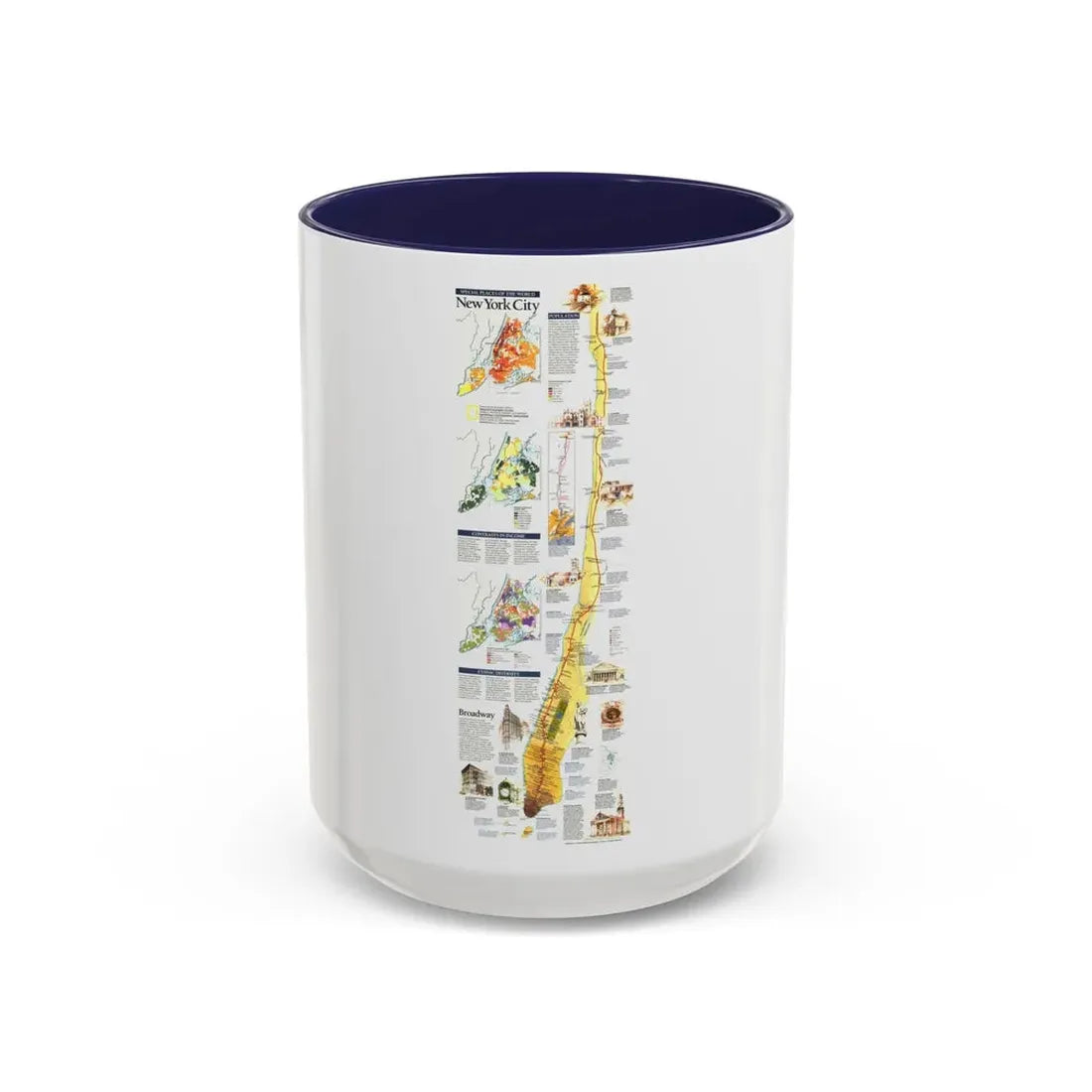 USA - New York City (1999) (Map) Accent Coffee Mug 15oz Navy - Go Mug Yourself