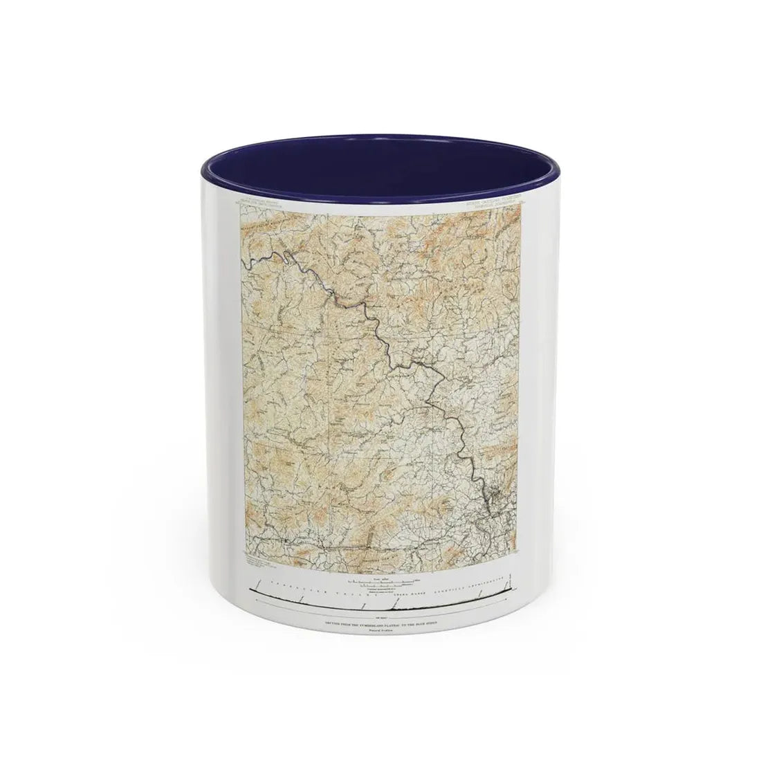 USA - North Carolina, Tennessee (1889) (Map) Accent Coffee Mug 11oz Navy - Go Mug Yourself