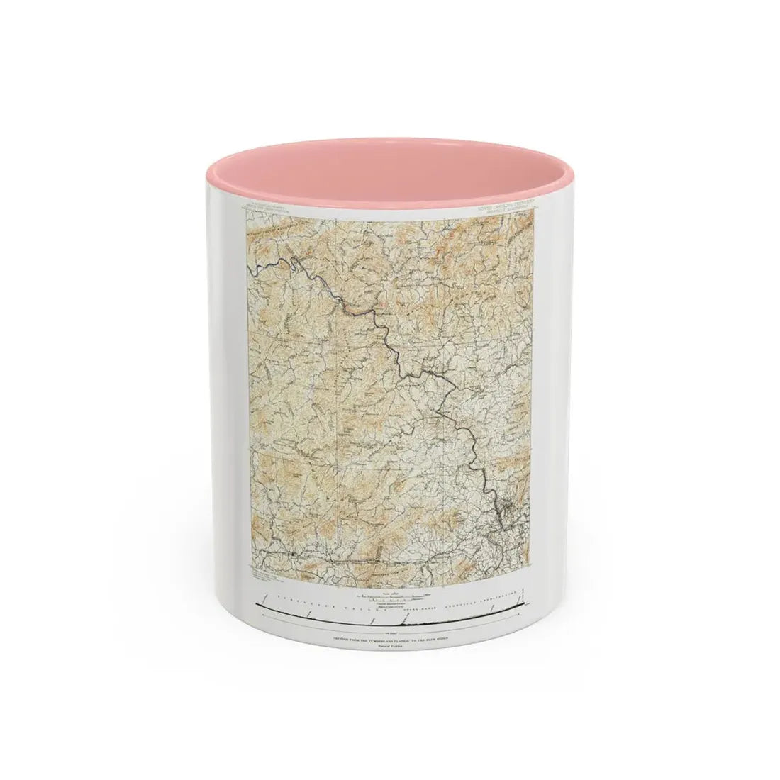 USA - North Carolina, Tennessee (1889) (Map) Accent Coffee Mug 11oz Pink - Go Mug Yourself