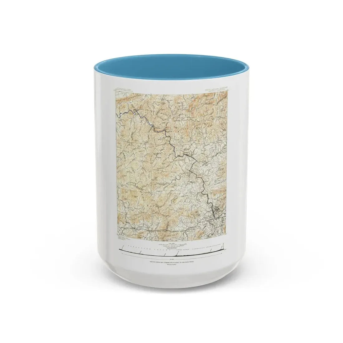 USA - North Carolina, Tennessee (1889) (Map) Accent Coffee Mug 15oz Light Blue - Go Mug Yourself