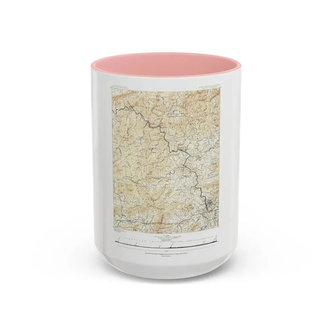 USA - North Carolina, Tennessee (1889) (Map) Accent Coffee Mug 15oz Pink - Go Mug Yourself