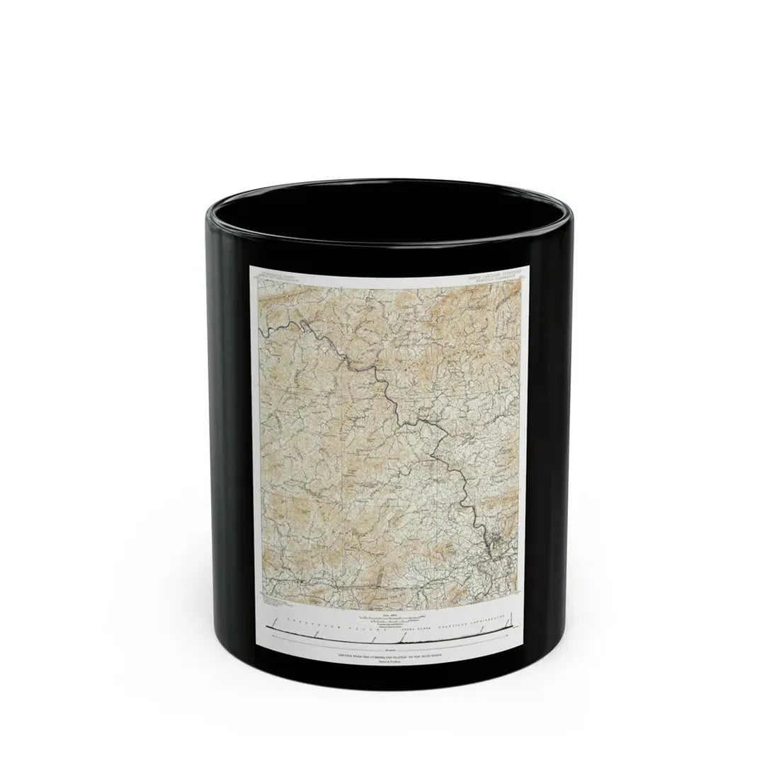 USA - North Carolina, Tennessee (1889) (Map) Black Coffee Mug 11oz - Go Mug Yourself