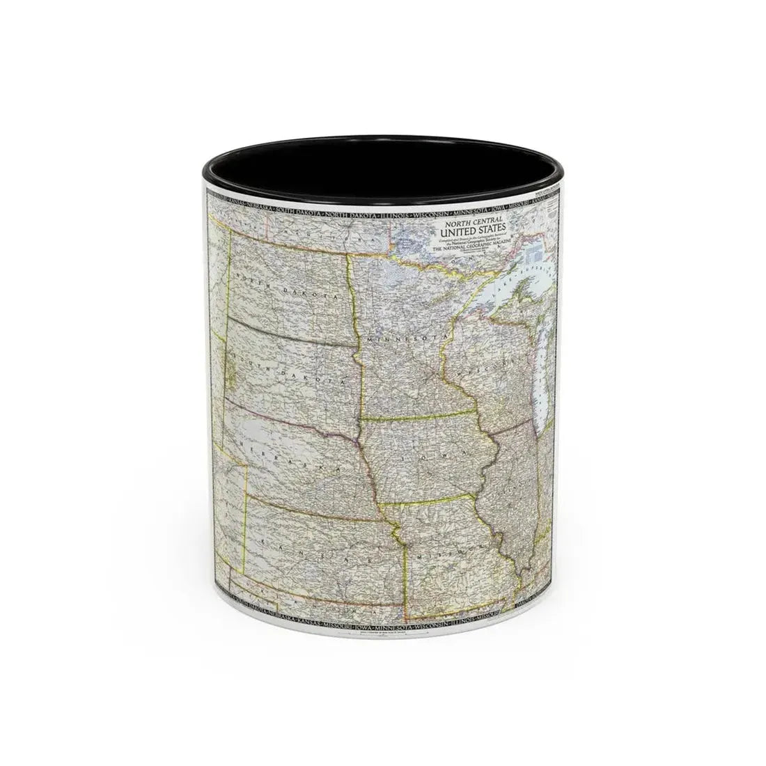 USA - North Central (1948) (Map) Accent Coffee Mug 11oz Black - Go Mug Yourself