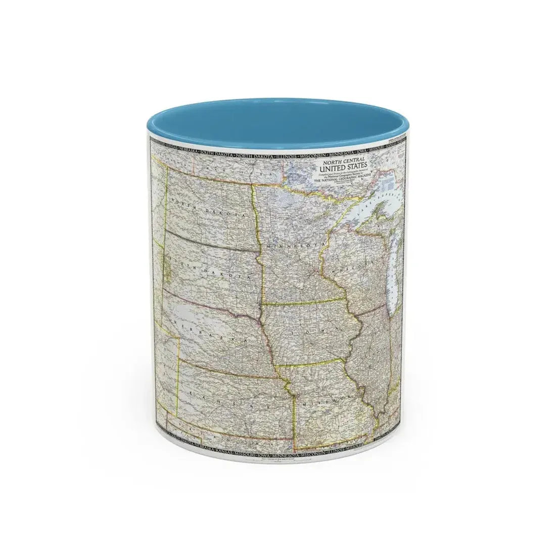 USA - North Central (1948) (Map) Accent Coffee Mug 11oz Light Blue - Go Mug Yourself