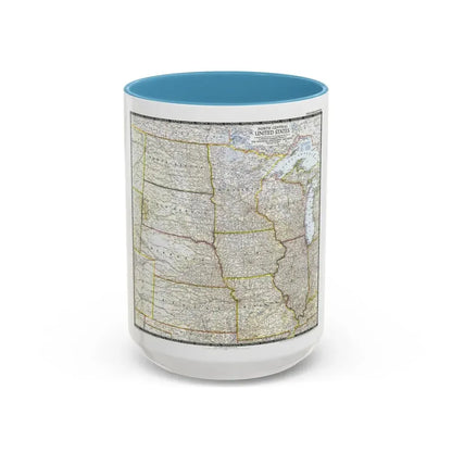 USA - North Central (1948) (Map) Accent Coffee Mug 15oz Light Blue - Go Mug Yourself