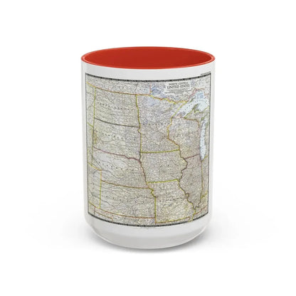 USA - North Central (1948) (Map) Accent Coffee Mug 15oz Red - Go Mug Yourself
