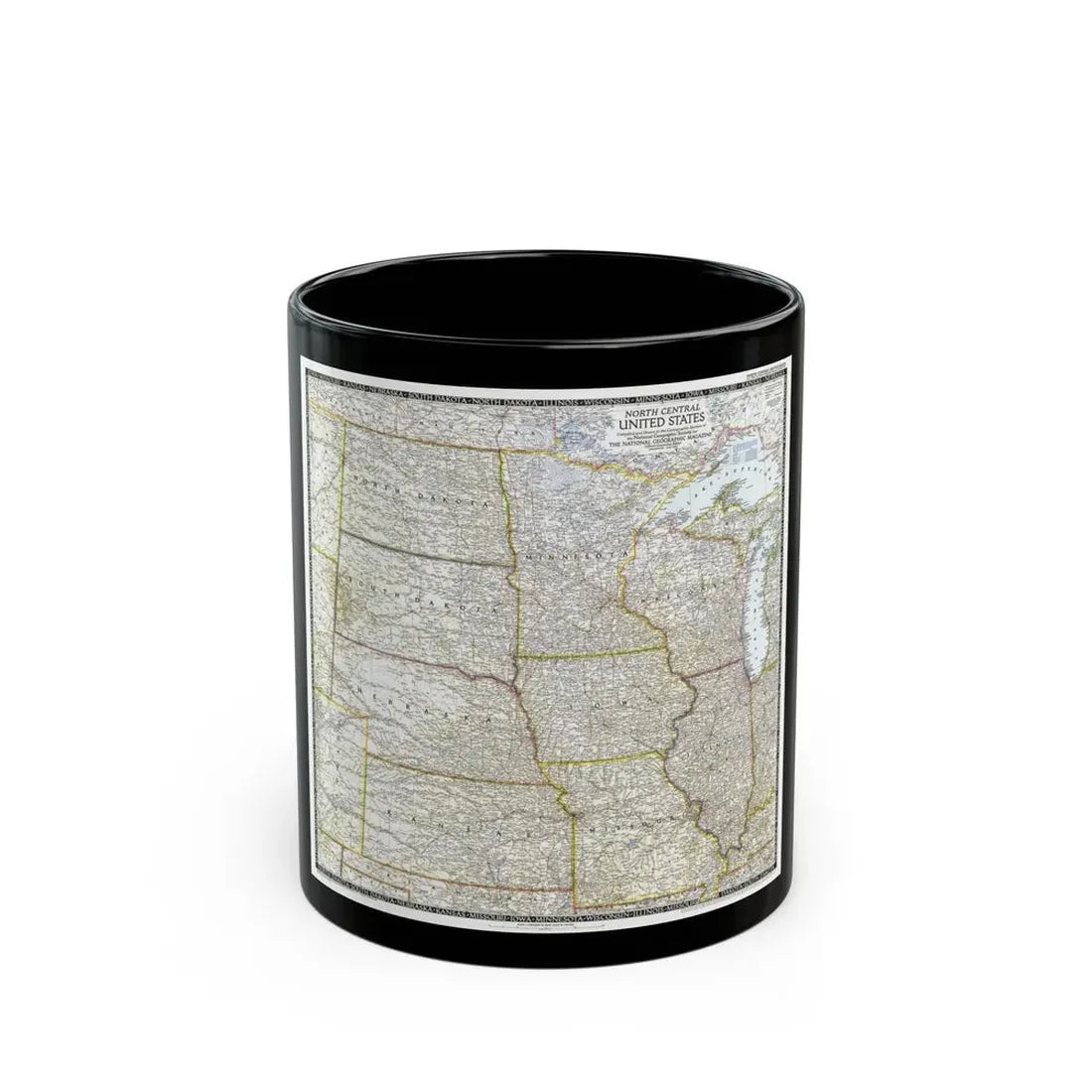 USA - North Central (1948) (Map) Black Coffee Mug 11oz - Go Mug Yourself